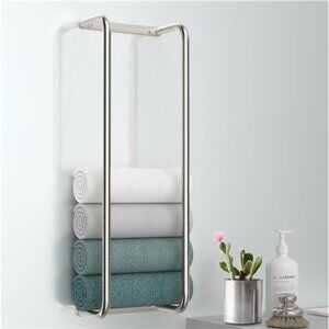 Stainless Steel Wall-Mounted Bathroom Towel Rack and Organizer for Rolled Towels